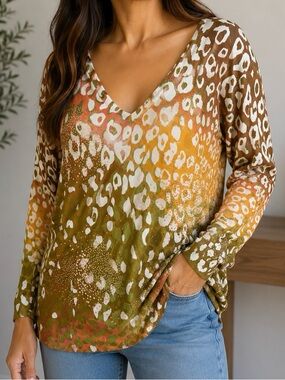 Cabo Multicolor Animal Print Embellished Top with sequins